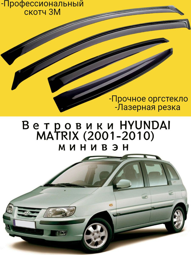 Ветровики, Дефлекторы окон HYUNDAI MATRIX (2001-2010) минивэн / Ветровик стекол / Накладка на двери Хендай #1