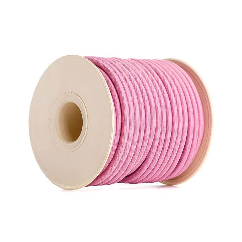 Резинка шляпная круглая, шнур эластичный, 4мм,розовый, 20м  #1