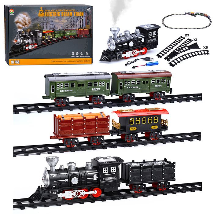 Железная дорога детская игрушечная "Electric steam train" в коробке 699-23A UralToys  #1