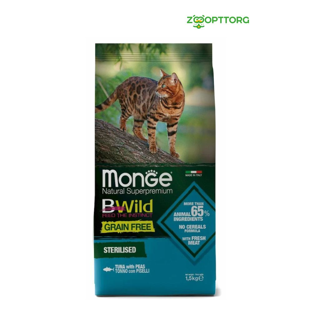 Monge Bwild Cat Grain Free беззерновой корм из тунца и гороха для стерилизованных кошек  #1