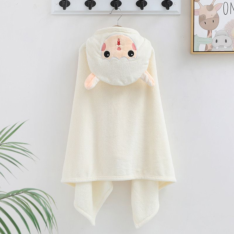 Детское мягкое и бархатное полотенце-плащ с капюшоном и застежками Овечка белая  #1