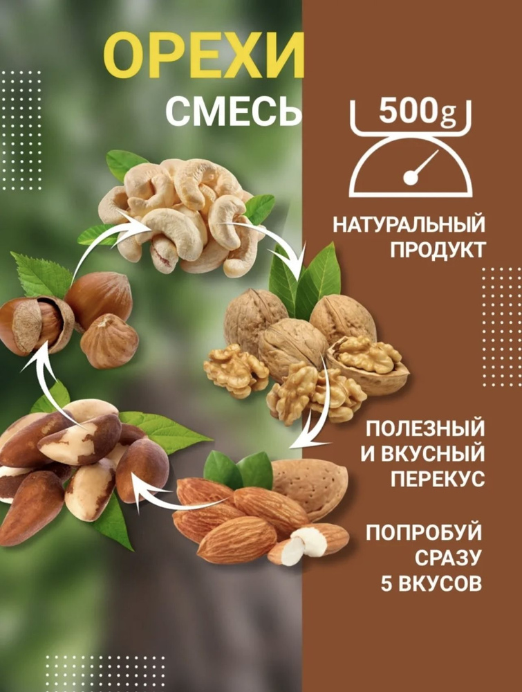 Орехи смесь, ПП сладости без сахара, сухофрукты, набор орехов подарочный, 500гр  #1