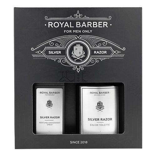 ROYAL BARBER Набор для мужчин "Silver Razor", Туалетная вода, спрей 100 мл + парфюмированный дезодорант-спрей #1