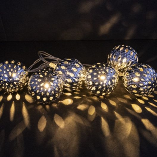 Елочная электрическая гирлянда с марокканскими шариками 5м / 20 ламп, теплый белый, серебристые шарики #1