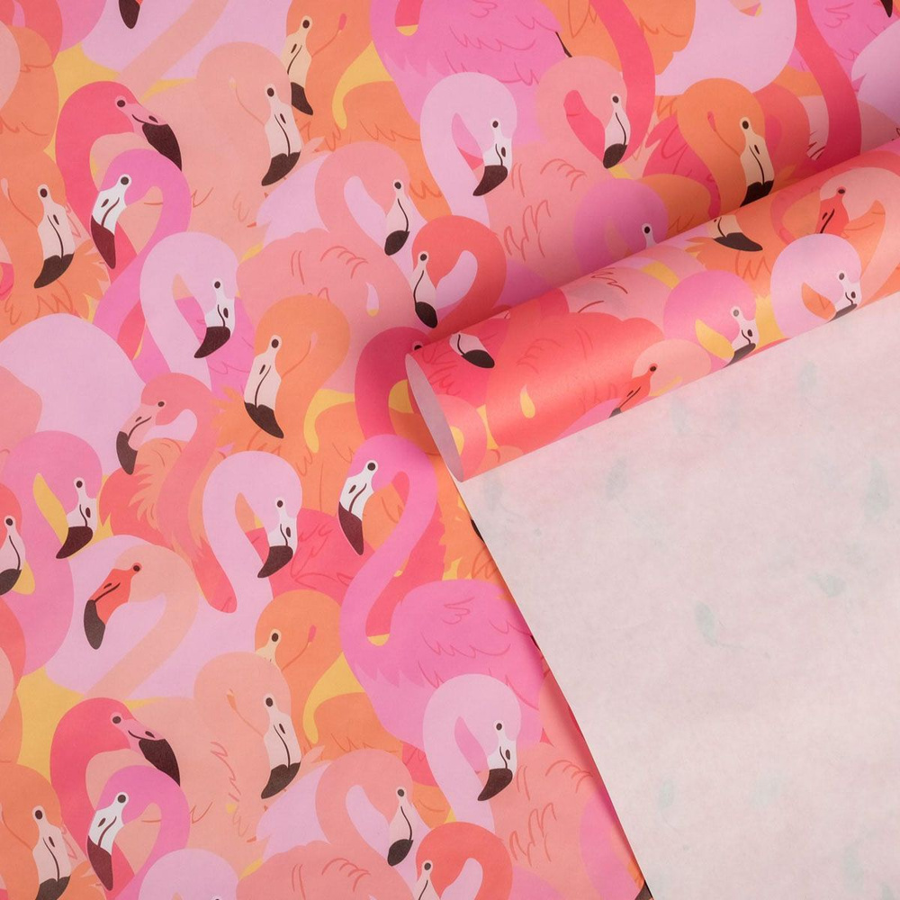 Бумага упаковочная крафтовая Арт Узор Фламинго, 50*70 см, 10 шт/упак  #1