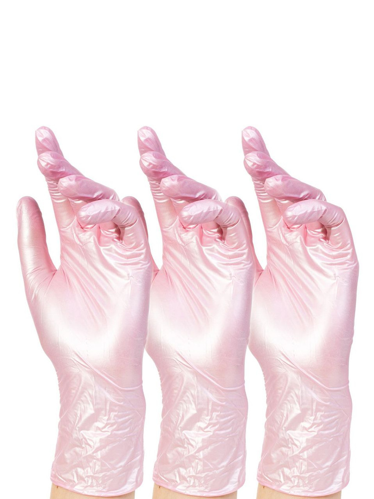 Adele, набор нитриловых перчаток для маникюриста S (розовый перламутр), 3 уп. по 50 пар  #1