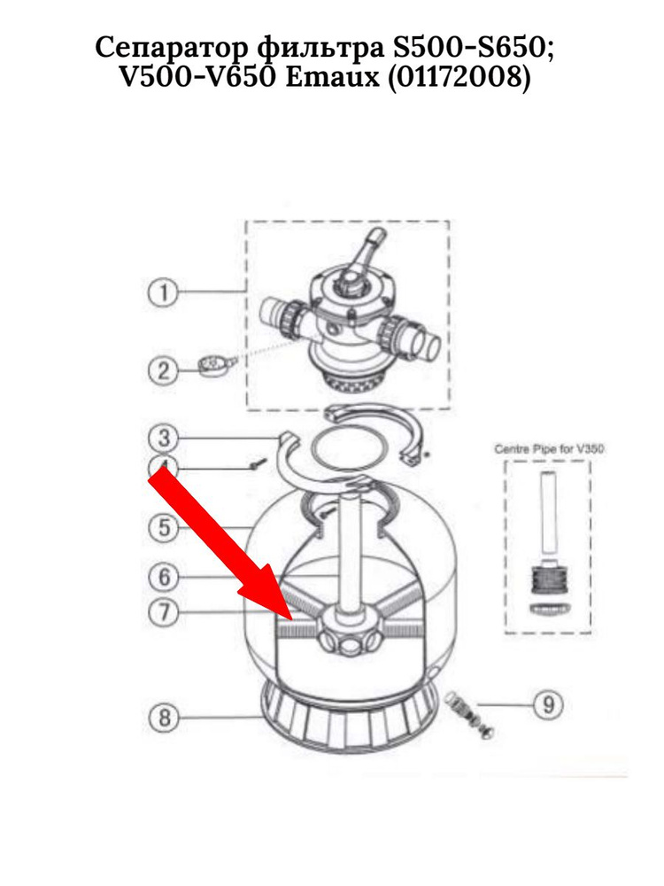 Сепаратор фильтра S500-S650; V500-V650 Emaux (01172008) #1