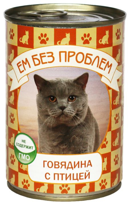 Корм Ем Без Проблем (паштет) для кошек, говядина с птицей, 410 г x 20 шт  #1