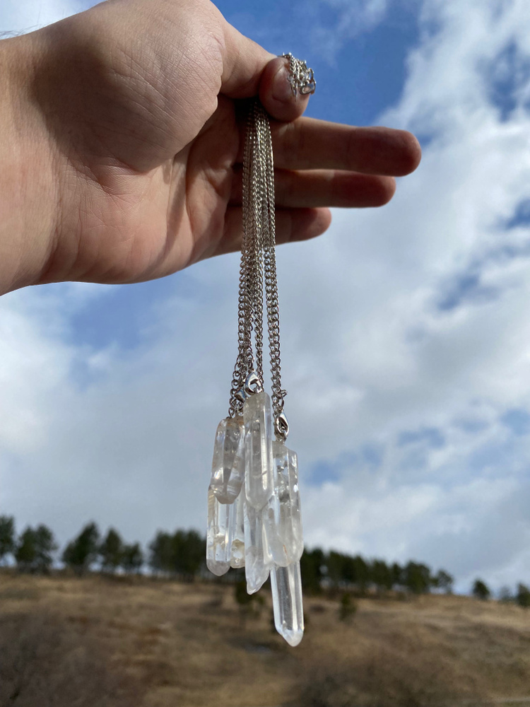 Магический маятник с Байкала натуральный горный хрусталь, цепочка и мешочек для хранения в подарок  #1