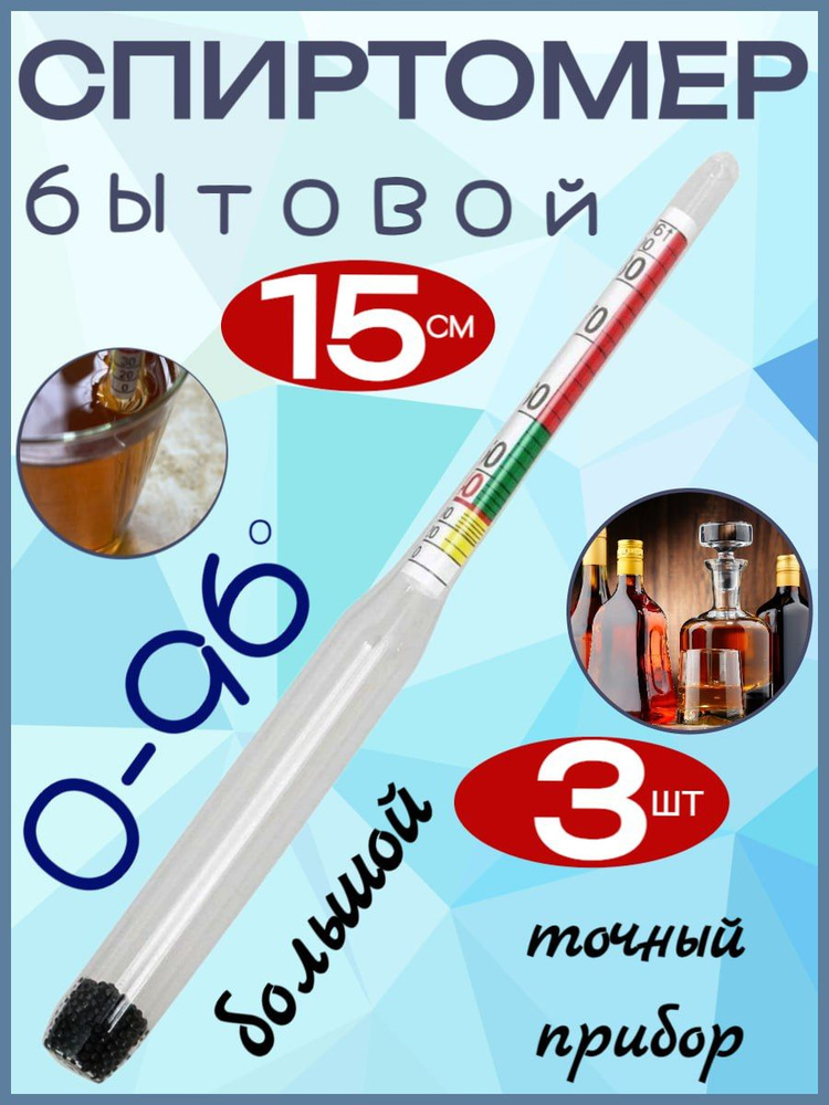 Спиртомер бытовой, большой, 15см, 3шт - купить с доставкой по выгодным ...