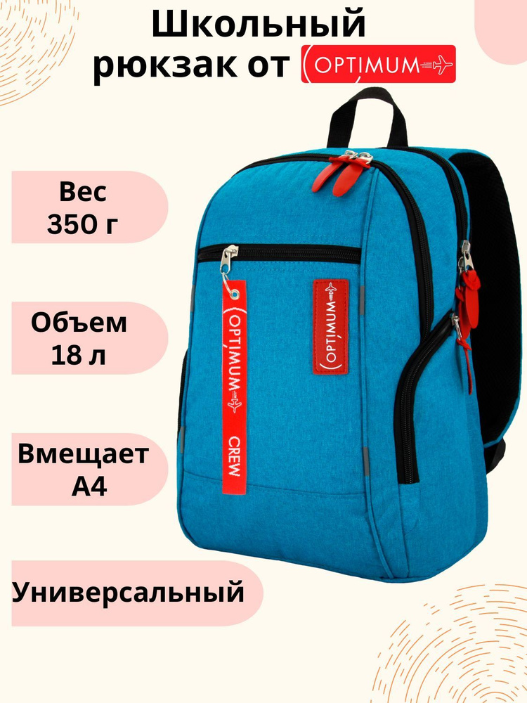 Рюкзак женский мужской детский для девочки мальчика школьный городской Custom RL, бирюзовый  #1