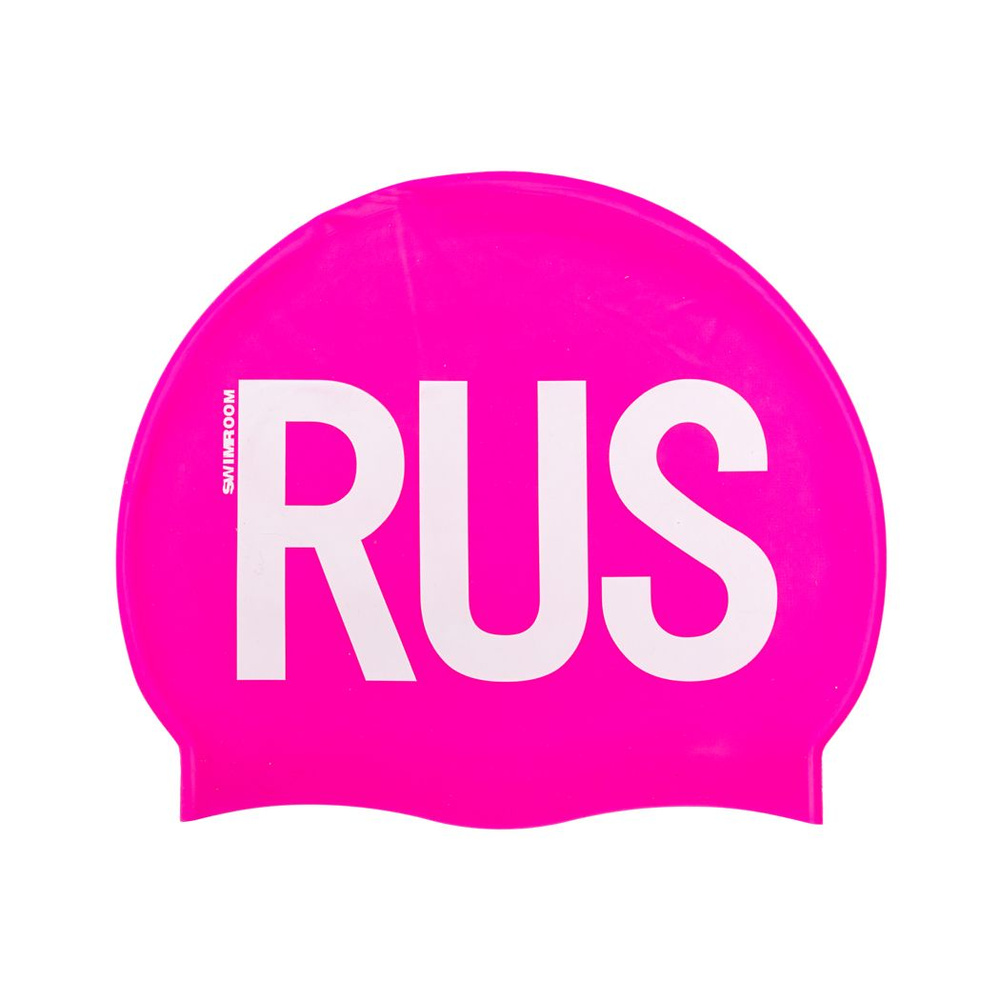 Силиконовая шапочка для плавания SwimRoom "RUS / Russia / Россия", цвет розовый  #1