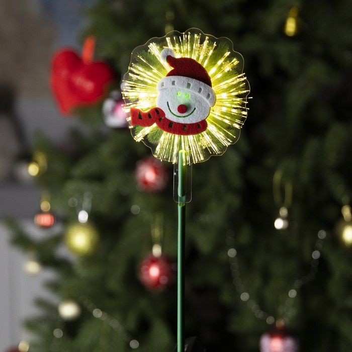 Светодиодная игрушка новогодняя Luazon Lighting "Снеговик", на палочке, 6,5х27х4 см, батарейки LR44х3, #1
