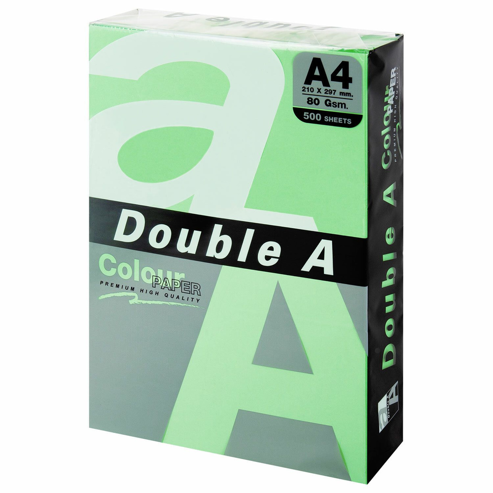 Цветная бумага Double A А4, 80 г/м2, 500 листов, пастель, зеленая  #1