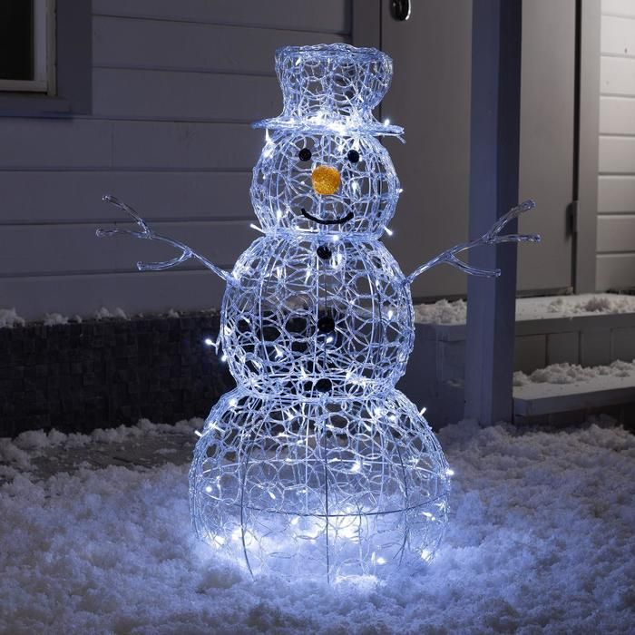 Светодиодная фигура Luazon Lighting "Снеговик", 65х90х50 см, металл, 31 В, свечение белое (R-09)  #1