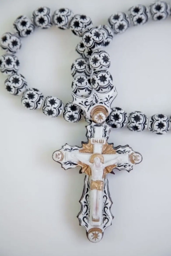 Подвеска на зеркало заднего вида четки православные Крест/белый ...