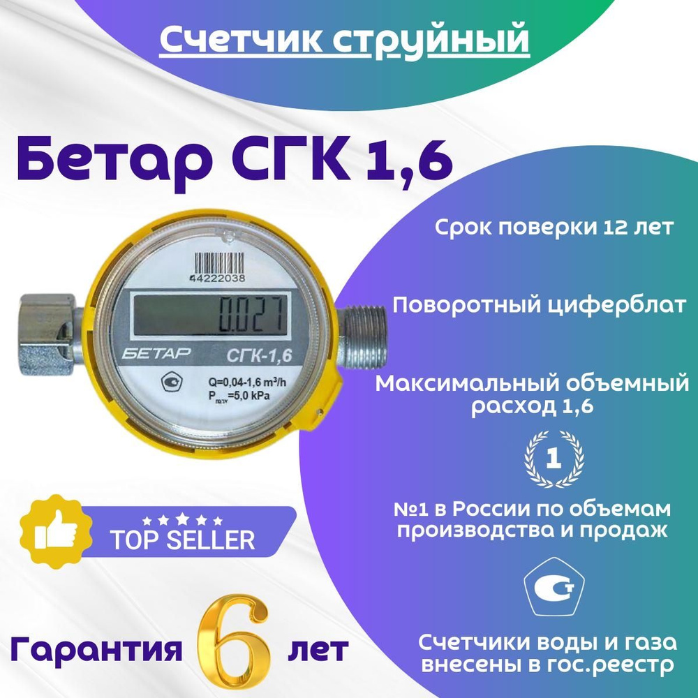 Счетчик газа Бетар СГК-1.6, Январь 2024г. #1