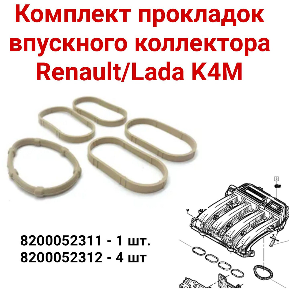 Комплект прокладок впускного коллектора Renault/Lada Largus Logan K4M  #1