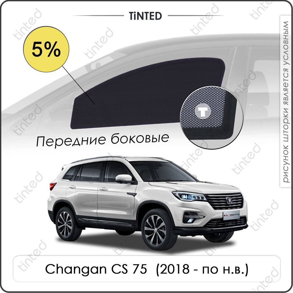 Шторки на автомобиль боковые Changan CS 75 (2018 - по Н.В.) на передние двери 5%, сетки от солнца в машину #1