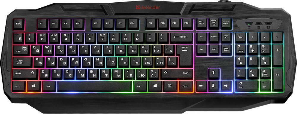 Клавиатура Defender Ultra HB-330L RU, RGB-подсветка, чёрная, 1.5 м #1