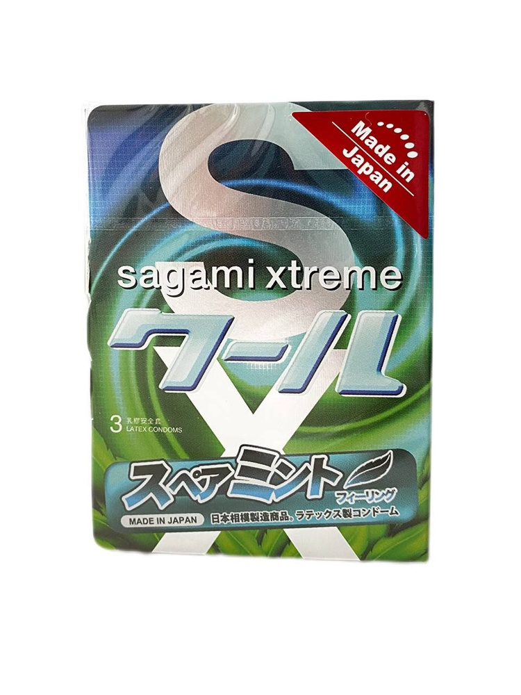 Sagami Xtreme Mint 3 шт. Презервативы с ароматом мяты, латекс 0,04 мм  #1