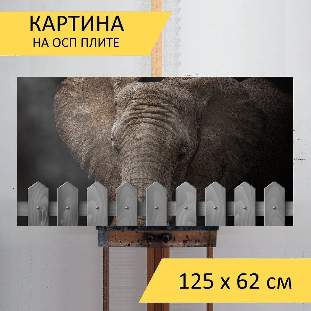 LotsPrints Картина "Слон, животное, африканский слон 49", 125 х 62 см  #1