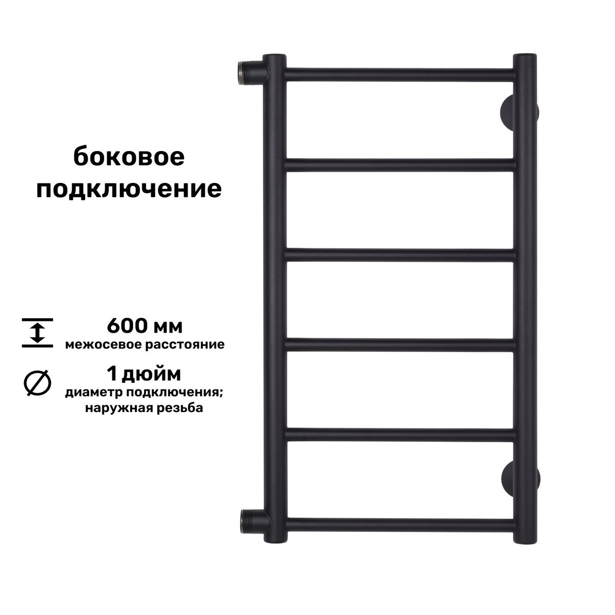 Водяной полотенцесушитель боковое подключение 1 дюйм