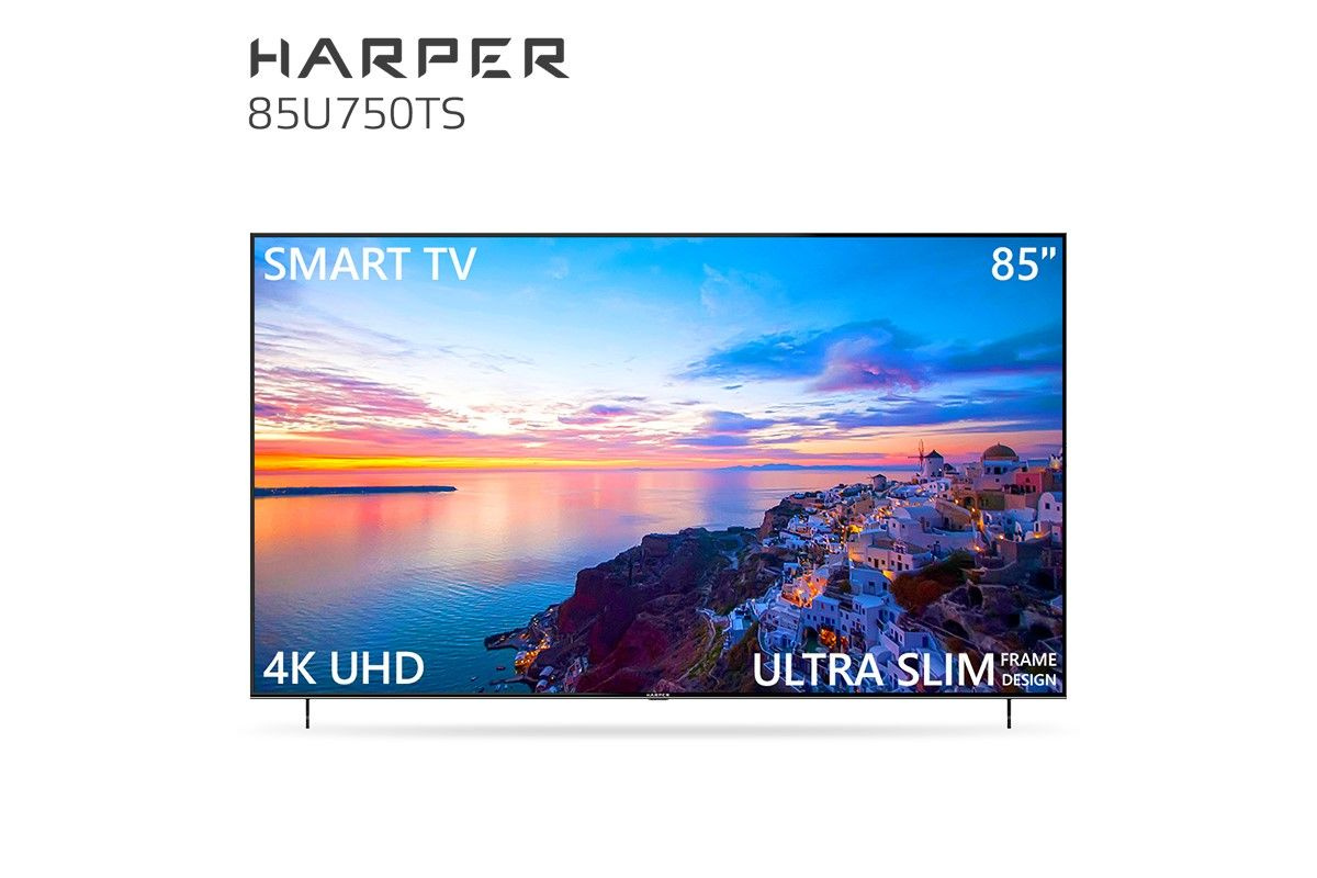 LED-ТЕЛЕВИЗОР HARPER 85U750TS, 85"(216 см) UHD 4K SMART Ultra Slim Безрамочный