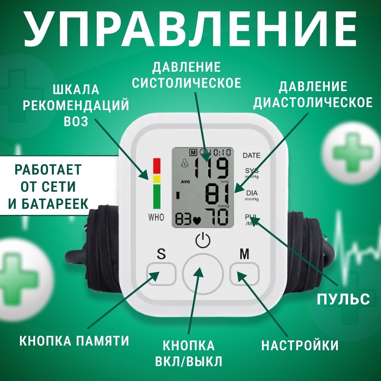 Тонометр медицинскийцинсский для измерения давления, аппарат для ...
