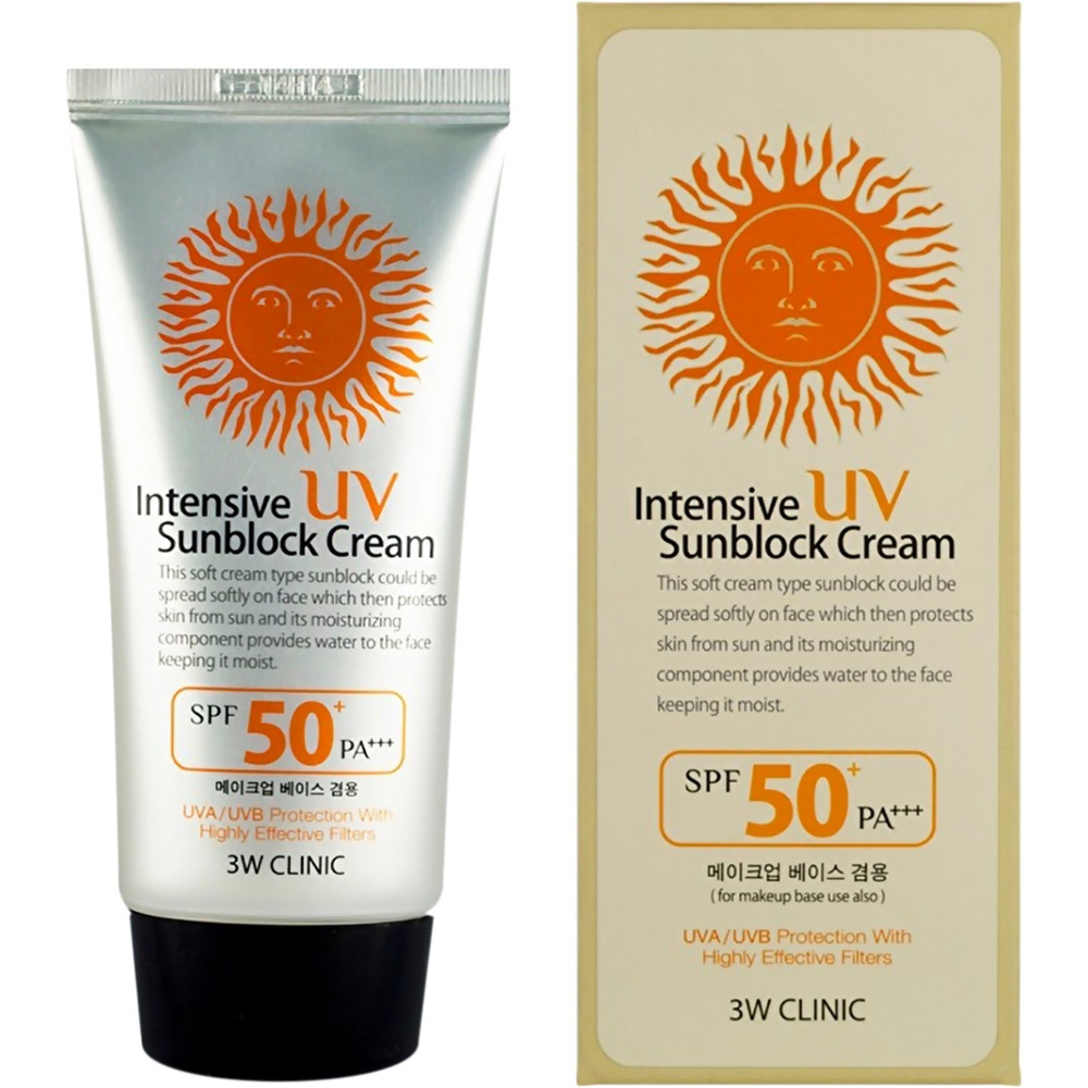 3W CLINIC Интенсивный солнцезащитный крем для лица Intensive UV Sun Block Cream SPF50+/PA+++  #1