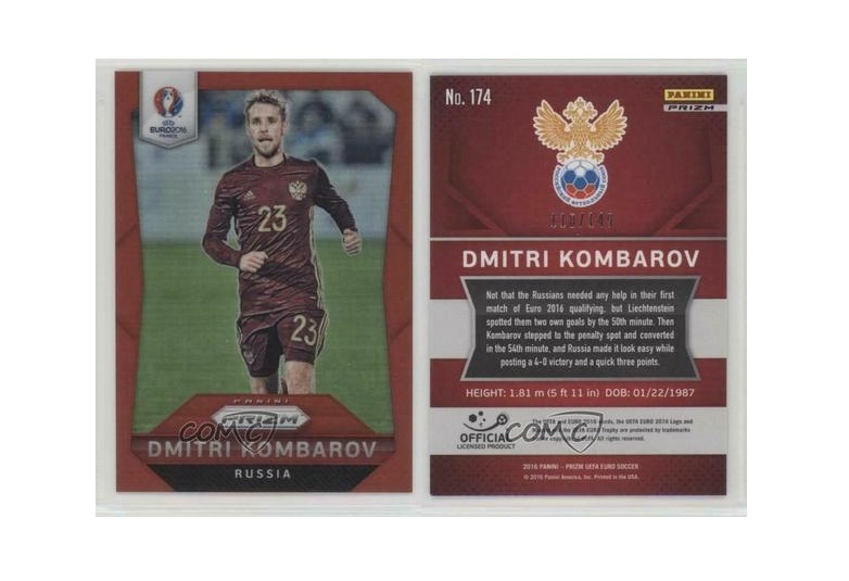 Panini Prizm UEFA Euro 2016 Red Prizms - карточка #174 Дмитрий Комбаров #1