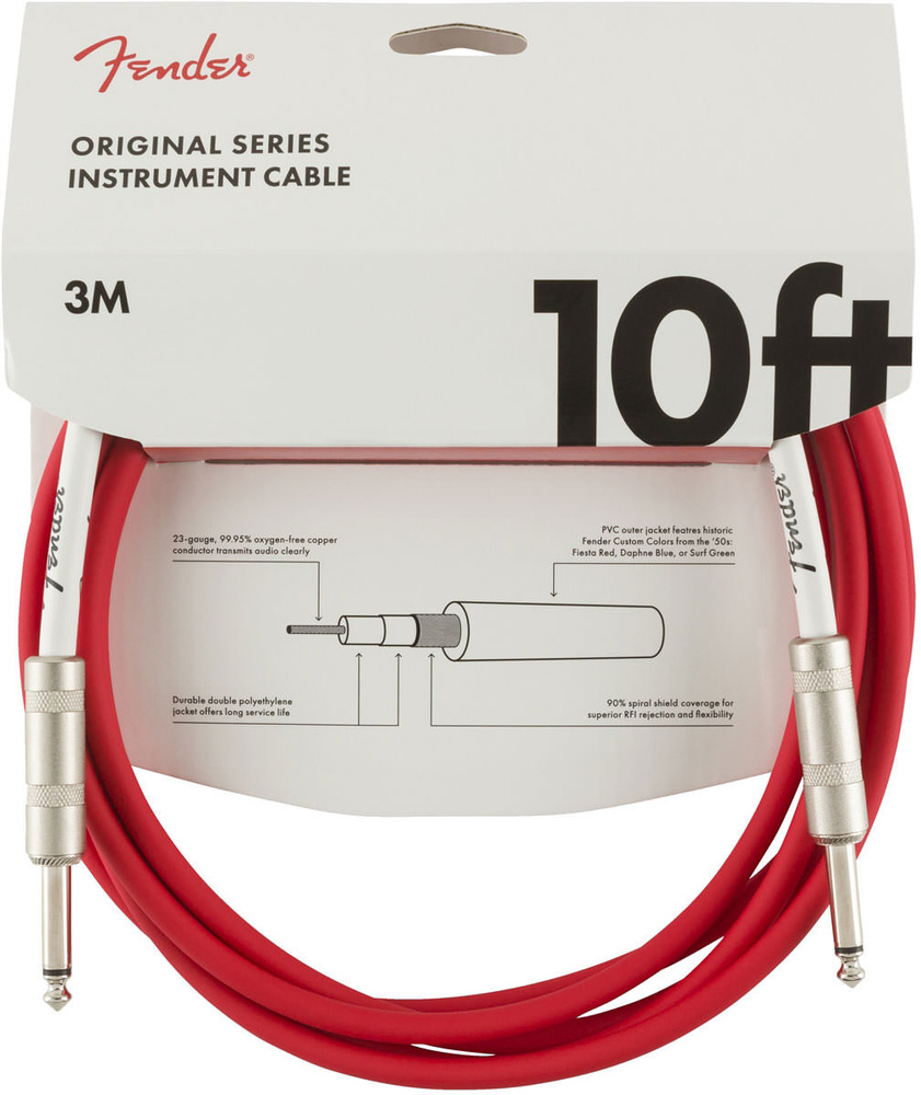 FENDER 10' OR INST CABLE FRD инструментальный кабель, красный, 10' (3,05 м)  #1