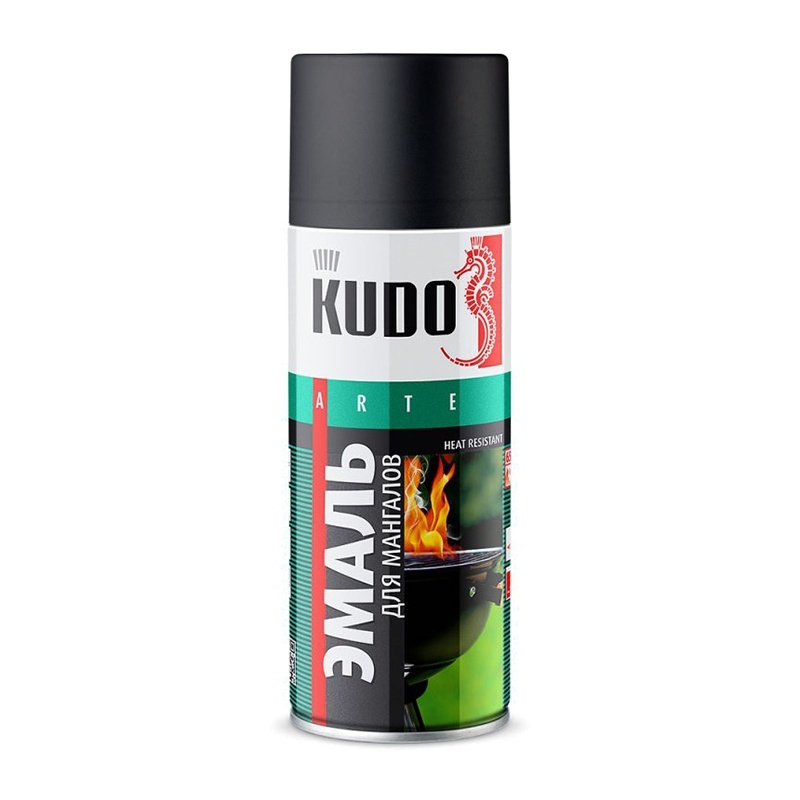 Эмаль для мангалов KUDO аэрозольная термостойкая 800С, черная,520 мл  #1