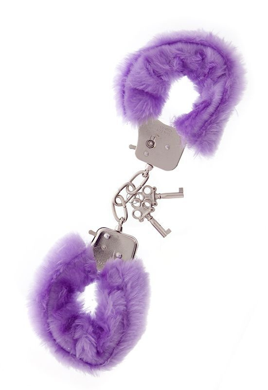 Фиолетовые меховые наручники METAL HANDCUFF WITH PLUSH LAVENDER #1