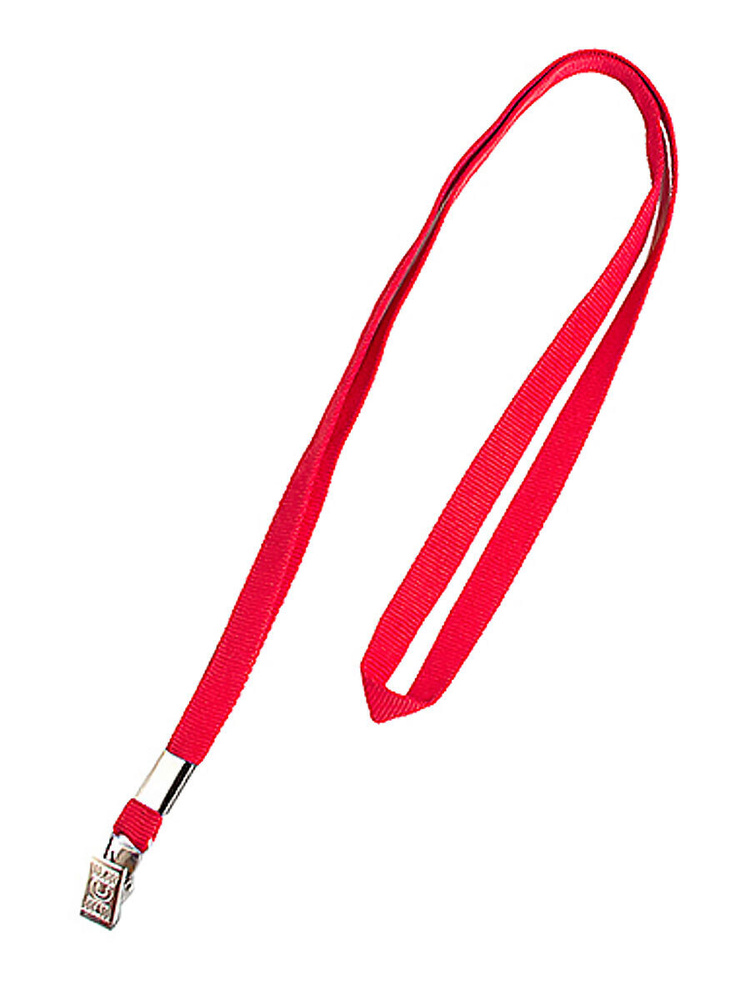 Ланьярд - лента для бейджа с клипсой 11 мм, красный, 10 шт #1