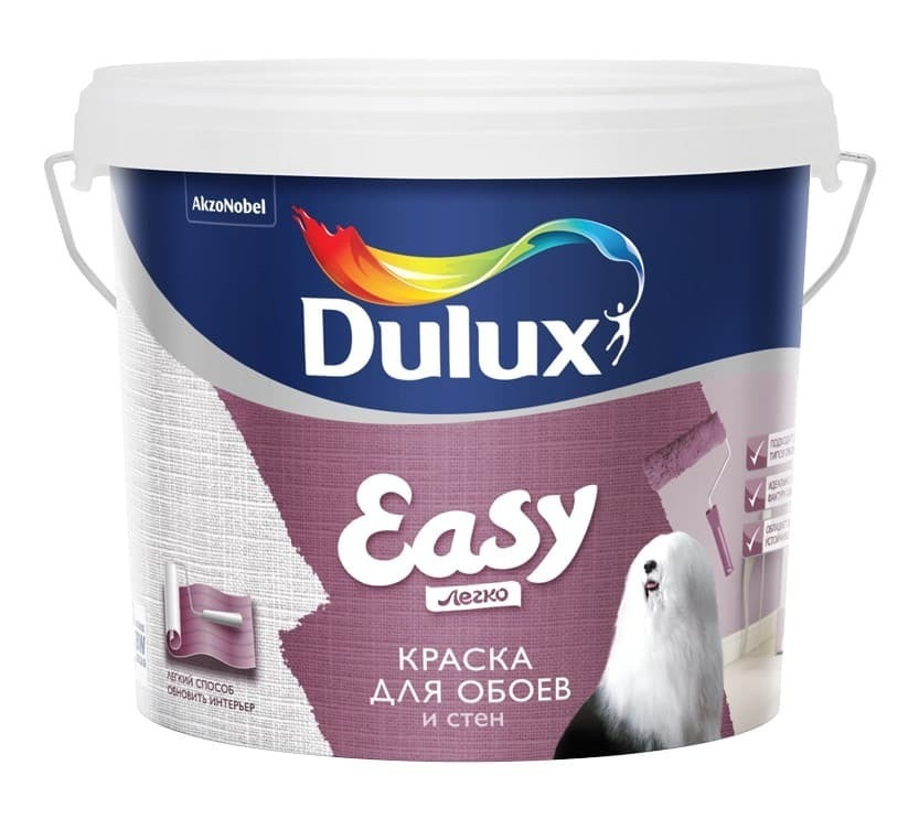 Краска для стен и обоев водно-дисперсионная Dulux Easy матовая база BW 5 л.  #1