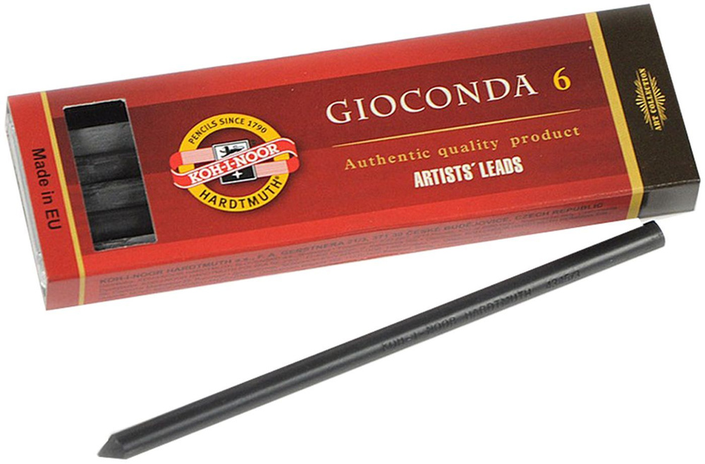 Грифель Koh-i-Noor Gioconda, для цанговых карандашей, круглый, 2B, 5,6 мм, 6 шт  #1