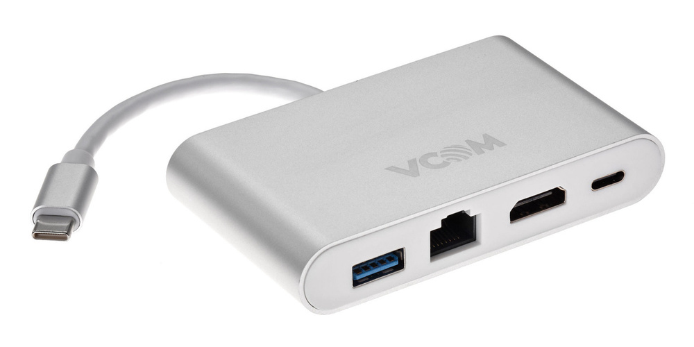 Кабель-адаптер VCOM CU455 USB3.1 Type-CM-->HDMI+USB3.0+RJ45+PD #1