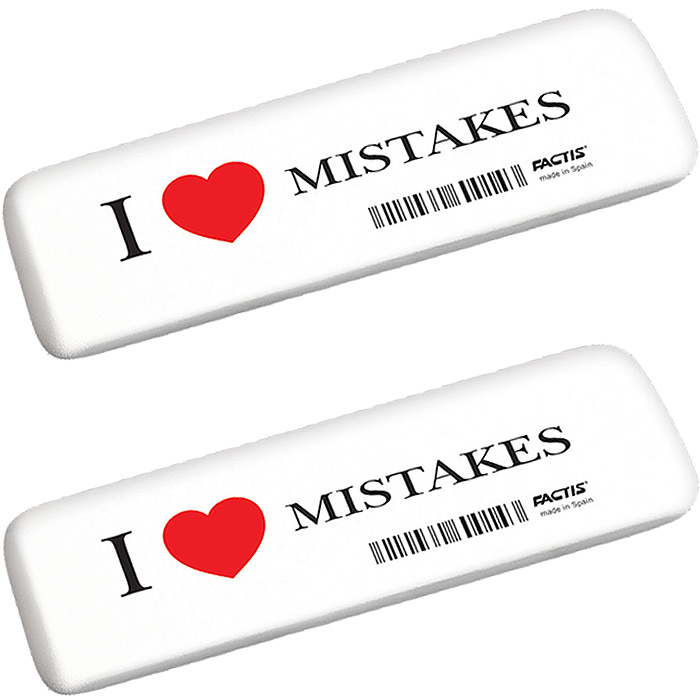 Ластик FACTIS "I love mistakes", 140х44х9мм, прямоугольный, синтетический каучук, 2 шт  #1