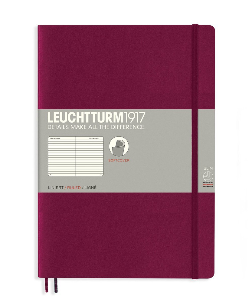 Блокнот Leuchtturm1917, COMPOSITION B5, мягкая обложка, винный, в линейку  #1