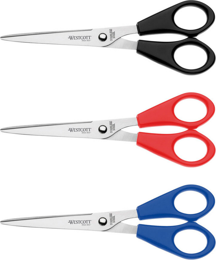 Набор ножниц WESTCOTT BUERO 3 штуки, 17 см, симметричные пластиковые кольца, цвета: черный, красный, #1