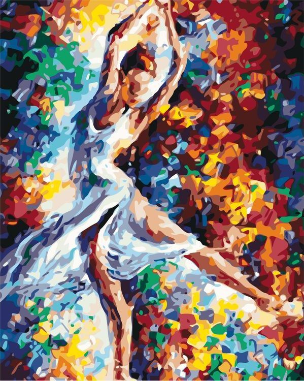 Картина по номерам ЖПН на холсте с подрамником "Танец девушки в платье арт" Раскраска 40х50 см  #1