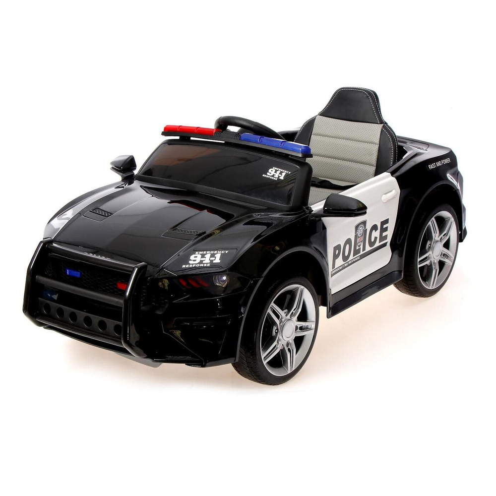 Электромобиль POLICE, EVA колеса, кожаное сидение, цвет чёрный глянец  #1