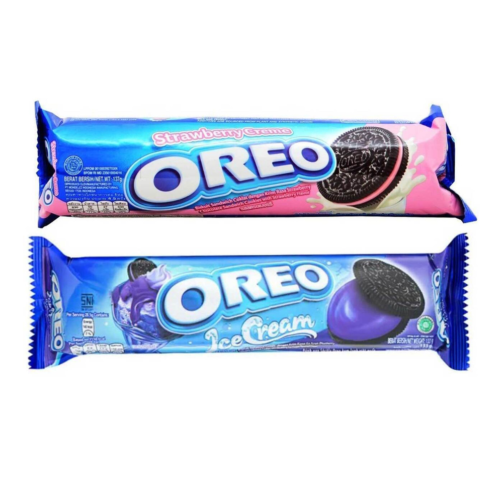 Печенье Oreo орео Strawberry Creme (Клубничный крем), 133 гр. и Oreo Ice Creme (Черничное мороженое), #1