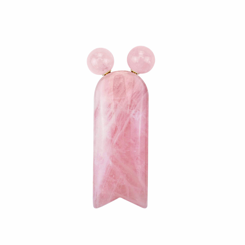 AURA.CRYSTAL.BEAUTY 3Д скультор + скребок Гуаша 2в1 для массажа лица из цельного розового кварца. Лифтинг #1