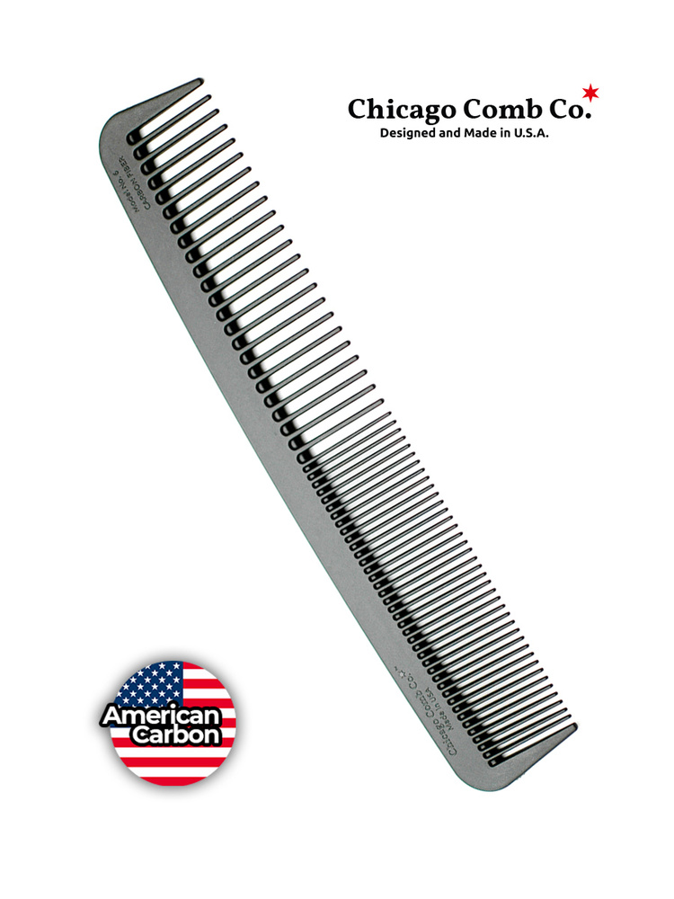 Chicago comb Модель №6 Расческа для волос из карбона Расческа для бороды  #1