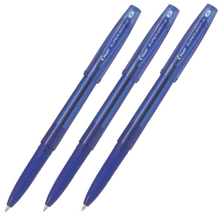 Набор из 3-х ручек PILOT Super Grip G F (0.7 мм), шариковая, синие чернила, грипъ  #1