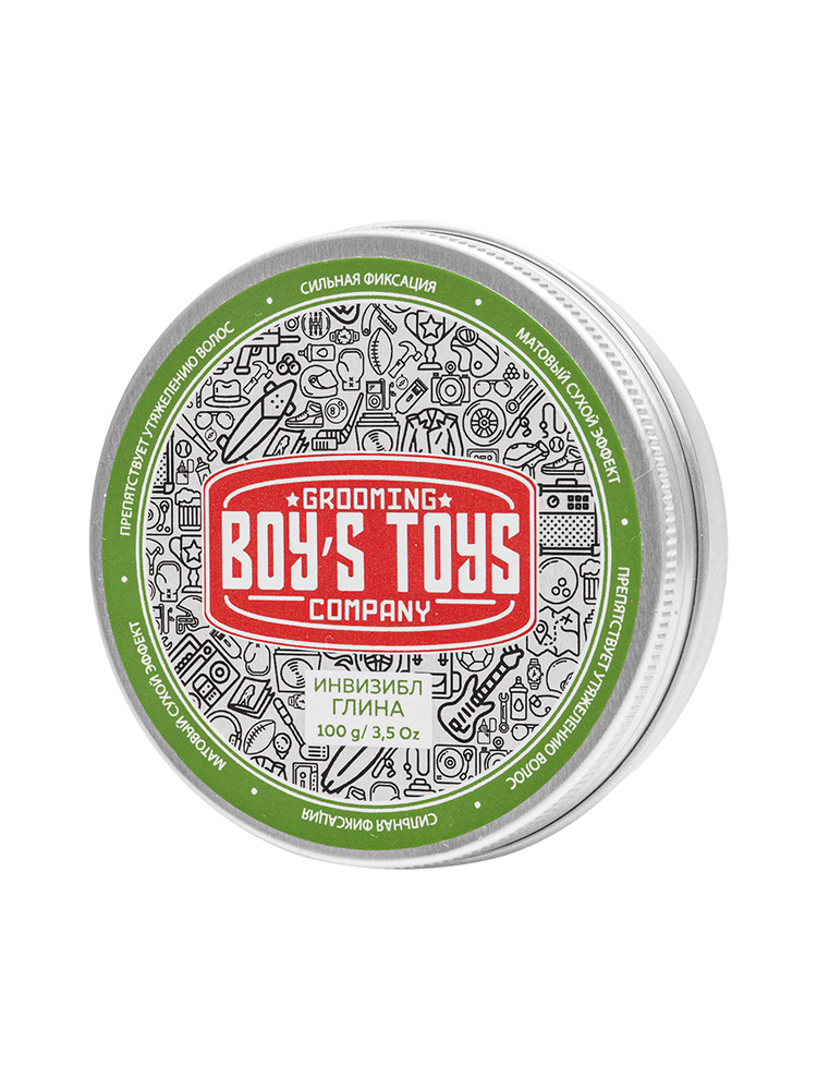 Boy's Toys Глина Инвизибл для укладки волос средней фиксации с низким уровнем блеска, 100 мл  #1