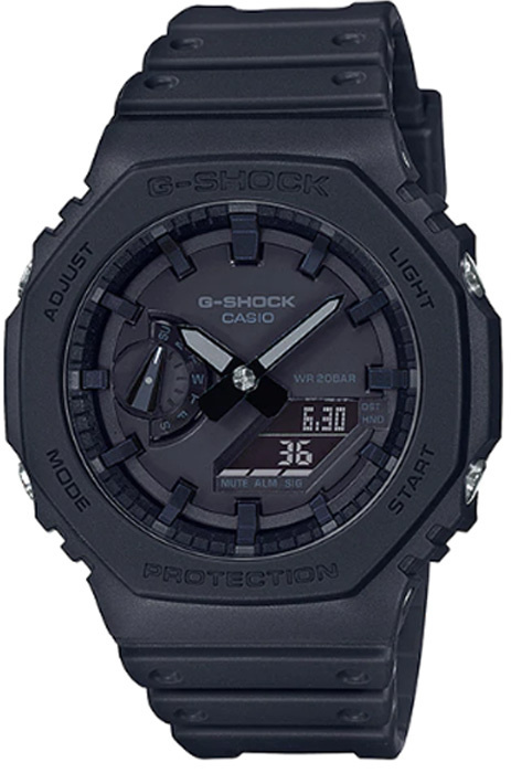 Противоударные мужские наручные часы Casio G-Shock GA-2100-1A1 с подсветкой, будильником и секундомером #1