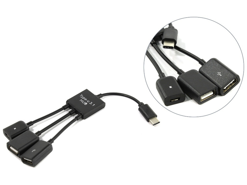 Хаб USB KS-is OTG 2xUSB 2.0 MicroUSB F - USB Type C M KS-319 #1